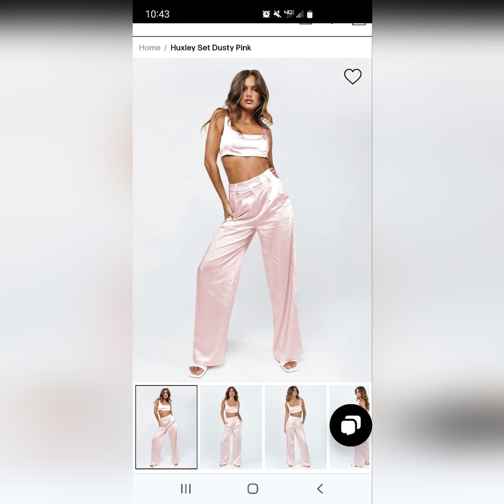 PRINCESS POLLY HUXLEY SATIN SET PINK CROP PANTS TROUSERS